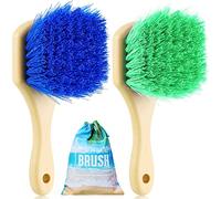 Remerry 2 Pcs Beach Sand Remover Brush with Drawstring Bag, Beach Accessories Scrub Brushes for CleaningSoft Bristle Brush for Summer Vacation Water Sports Volleyball Party (Blue and Green)
