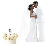 Remerry 4.5" Wedding Bride and Groom Cake Topper Vintage Elegant Wedding Cake Topper Couple Figurine Novios Para Pastel for Engagement Romantic Funny Couple Statue Anniversary (Romantic Era,Black)