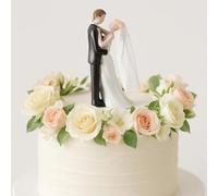 Remerry 4.5" Wedding Bride and Groom Cake Topper Vintage Elegant Wedding Cake Topper Couple Figurine Novios Para Pastel for Engagement Romantic Funny Couple Statue Anniversary (Adoring Gaze,White)