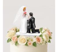 Remerry 4.5" Wedding Bride and Groom Cake Topper Vintage Elegant Wedding Cake Topper Couple Figurine Novios Para Pastel for Engagement Romantic Funny Couple Statue Anniversary(Marry Me,White)