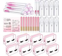 Remerry 40 Pcs Lash Shampoo Brushes Set Eyelash Aftercare Bag Disposable Mascara Tubes Foam Pump Bottle Extension Aftercare Instructions Card Eyelash Accessories for Women Mother (Clear Bag Style)