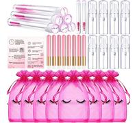 Remerry 8 Pieces Lash Shampoo Brushes Set Eyelash Aftercare Bag Disposable Mascara Tubes Foam Pump Bottle Extension Instructions Cards Makeup Accessories(Mesh Bag,Organza)