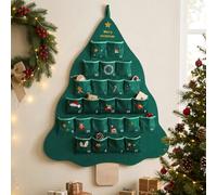 Remerry Velvet Christmas Advent Calendar with 25 Pockets, Dark Green | Embroidered Christmas Countdown Calendar, Reusable Fabric Advent Calendar, 25 Days Xmas Countdown Storage Bag for Home Decor
