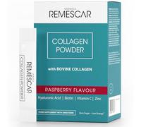 Remescar Collagen Powder Raspberry Flavour 30 Sachets - Bovine Collagen with Hyaluronic Acid, Biotin, Vitamin C & Zinc - Supports Healthy Hair & Skin - 1 Month Supply