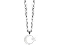 Remi Bijou Necklace with Moon with Star Ay Yildiz with Nazar Boncuk Evil Eye - Muslim Islam Gift, Stainless Steel