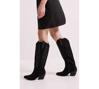 Remi Faux Suede Knee High Western Cowboy Boots Faith Natural Black 6