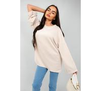 Remi Oversized Long Sleeve Sweatshirt Top IKRUSH Beige One Size