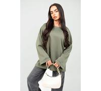 Remi Oversized Long Sleeve Sweatshirt Top IKRUSH Khaki One Size