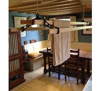 REMI TOOLS Traditional Kitchen Airer Pulley Dryer Kit with 4 Wood Laths Slats 1.15M Victorian Edwardian Clothes Horse Creel Airer Dryer Kitchen Rack Ceiling Pulley Laundry Drier (Black, 4 slats)