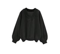 Remidoo Oversized Sweatshirt for Women V Neck Sweatshirts Casual Fleece Long Sleeve Pullover Top, Black, XL