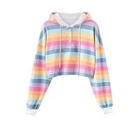 Remidoo Women's Casual Sun and Moon Print Hoodie Long Sleeve Crop Top Sweatshirt, Multicolor, S