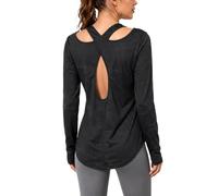Remidoo Womens Criss Cross Open Back Workout Top with Thumb Hole | Camo Print, Long Sleeve, Boat Neck, Curved Hem, Loose Fit, Back Cut Out, Workout Clothes, Athletic Tops, Gym Tops