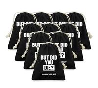 Remifala 10 Pack But Did You Die Hangover Kit Bags Hangover Recovery Survival Kit, Black Drawstring Pouch Bag, Wedding Bachelorette Party Trip Kit Favor, Bridal Shower Bridesmaid Recovery Kit Bag