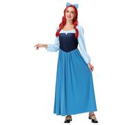 Remimi Adult Halloween Dress Mermaid Costume Long Sleeve Elastic Cuff Blue Princess Outfits L