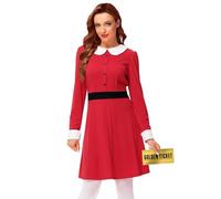 Remimi Halloween Womens Spoiled Ticket Winner Costume Peter Pan Collar Red Dress, Red, L