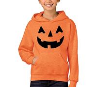 Remimi Unisex Kids Fleece Hoodie with Kangaroo Pocket Sweatshirt for Boys Girls 5-14 Years, Orange Jack O Lantern, 9-10 years