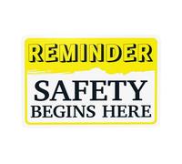 Reminder Begins Here Warning,Slogan Security Metal Signs for Home Busines Outdoor Indoor Road Yard Garage Street Wall Caution Decor 12 x 8 Inch