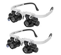 Remingtape 2pcs Magnifying Glass with 2Led Light 8X/15X/23X Telescopic Magnifier Loupes Glasses for Electronic Welding Watch