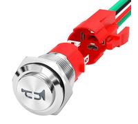 Remingtape Car Modified High-Head Reset Speaker Switch 16MM Metal Horn Switch Speaker LED Stainless Steel Momentary Push Button Switch Horn Button 12V 20A Heavy Duty
