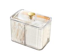 Remingtape Cotton Swabs Dispenser 3 Grids Cotton Swabs Holder with Clear Lid Cosmetic Simple Type Cotton Pad Holder Storage Box,B