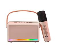 Remingtape Karaoke Machine for Kids Adults Mini Portable Bluetooth Karaoke Speaker with Wireless Microphone LED Light for Banquet,F