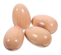Remingtape Wood Egg Shakers Set, 4Pcs Egg Hand Percussion Shakers Unfinished Easter Eggs Musical Instruments Wooden Easter Egg Toy