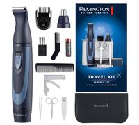 Remington Grooming Kit: 13-Piece Travel Set - Beard Trimmer, Nose & Ear Hair Trimmer, Manicure/Pedicure Set - Blue, For Men/Unisex, Adults/Youth