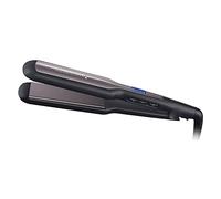 Remington Hair Straightener Advanced Ceramic coating for Sleek & smooth glide, Wide longer length 110mm floating plates, Digital display, Heat proof pouch, Up to 230°C, S5525 Black Grey