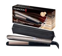 Remington Hair Straightener [Innovation: Heat Protection Sensor] Keratin Therapy (Keratin & Almond Oil Care, Ceramic, LCD Screen, 160-230°C, Pouch) Straightening Iron S8593