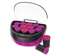 Remington Heated Hair Rollers (Set of 12 velvet flocked rollers in 2 jumbo sizes (35mm & 40mm), Ceramic and Ionic Technology, Wax core, 12 pins and clips included, pink/black) H5670