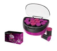 Remington Heated Hair Rollers (Set of 12 velvet flocked rollers in 2 jumbo sizes (35mm & 40mm), Ceramic and Ionic Technology, Wax core, 12 pins and clips included, pink/black) H5670