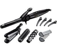 Remington S8670 Multi-Style Includes Reversible Styling Plates, 19 mm Curling Tong, Round Brush and Spiral Curling Attachment, Hair Clips, Black