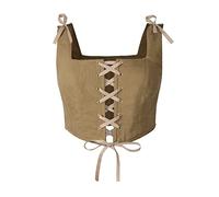 Reminisce Boutique Renaissance Corset Linen Vintage Boned Bodice Ren Faire, Sand, Medium