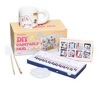 Remione Paintable Mug Kit, Paint Your Own Mug, Pottery Painting Kit with Mug, 12 Ceramic Paints, Brushes, Mini Palette, Manual, Mug Painting Kit for Adults and Kids (Mugx1)
