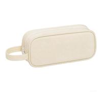 RemixAst Double Layer Pen Case Large Capacity Pencil Pouch for Office Supplies - Fabric Stationery Organizer with Compartments 22x10x6cm(White)