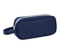 RemixAst Double Layer Pen Case Large Capacity Pencil Pouch for Office Supplies - Fabric Stationery Organizer with Compartments 22x10x6cm(Blue)