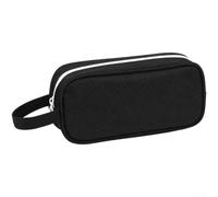 RemixAst Double Layer Pen Case Large Capacity Pencil Pouch for Office Supplies - Fabric Stationery Organizer with Compartments 22x10x6cm(Black)