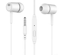 RemixAst Noise Isolating Earbuds Wired 3.5mm Aux Cable Lightweight Earphones with Remote Control Powerful Bass for Gaming Sports White Black(white)