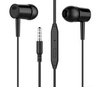 RemixAst Noise Isolating Earbuds Wired 3.5mm Aux Cable Lightweight Earphones with Remote Control Powerful Bass for Gaming Sports White Black(black)