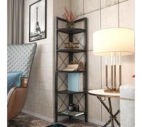 Remo Metal Corner Bookcase Bookshelf Shelving Unit - Marble Design Decorotika Black One Size