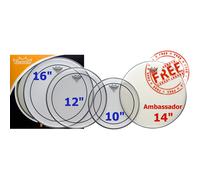 Remo PP-1870-PS ProPack Pinstripe Clear 10 + 12 + 16-inch + Free 14-inch Ambassador Coated