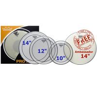 Remo ProPack (10", 12", 14" Pinstripe Clear + FREE 14" BA-0114-00)