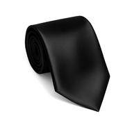 Remo Sartori Made in Italy Men's Extra Long XL Tall Solid Wedding Necktie, Silk Satin (Black, 69 inch length)