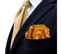Remo Sartori Made in Italy Men's Hand Rolled Circle Pocket Square Handkerchief,Silk (Yellow)