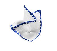 Remo Sartori Made in Italy Men's Linen White Pocket Square Hanky with Handmade Crochet (Blue)