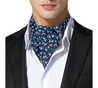 Remo Sartori Made in Italy Men's Polka Dots Self Cravat Ascot Tie, 100% Silk (Blue)
