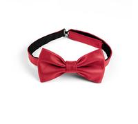 Remo Sartori Made in Italy Men's Real Leather Pre-Tied Bow Tie, Adjustable Band (Red)