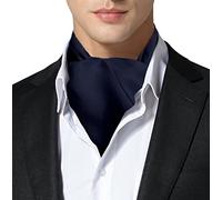 Remo Sartori Made in Italy Men's Solid Color Self Cravat Ascot Tie, 100% Silk (Blue)