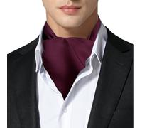 Remo Sartori Made in Italy Men's Solid Color Self Cravat Ascot Tie, 100% Silk (Burgundy)