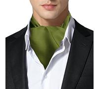 Remo Sartori Made in Italy Men's Solid Color Self Cravat Ascot Tie, 100% Silk (Green)